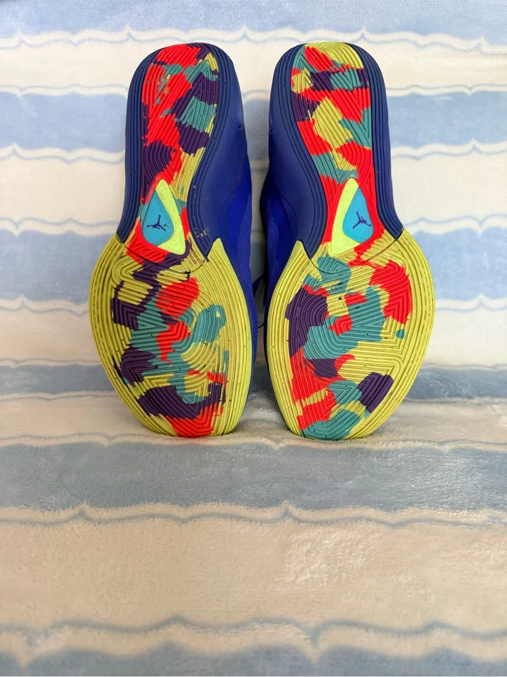Jordan Royal Blue Low-Top Basketball Shoes with Pink and Neon Accents